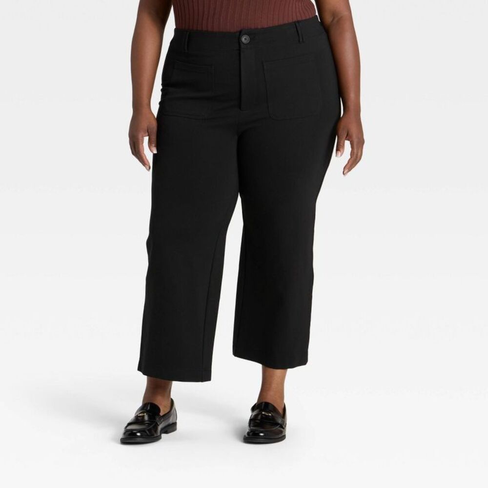 Open Box - A New Day - Women's High-Rise Cropped Pants - A New Day Black  Black